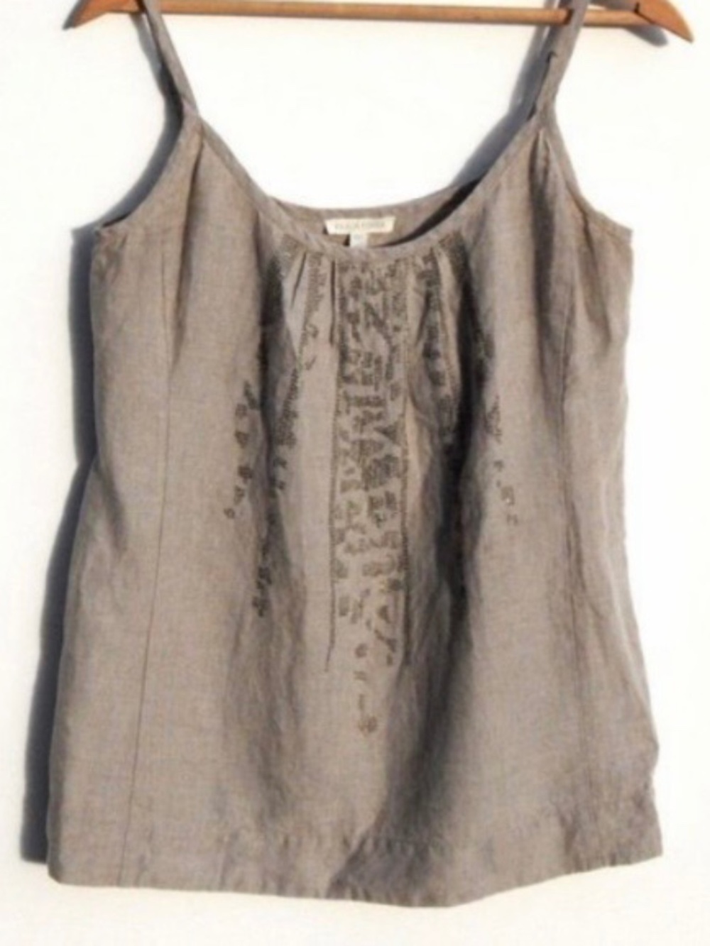 Eileen Fisher Organic Beige tan Brown Linen Sequin Camisole 2X hard To Find Size